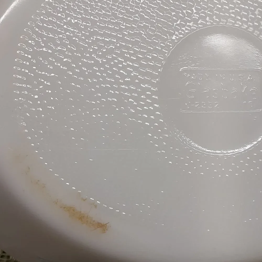 Vintage Glasbake White Milk Glass Blue Thistle Oval Divided Casserole Dish J2352